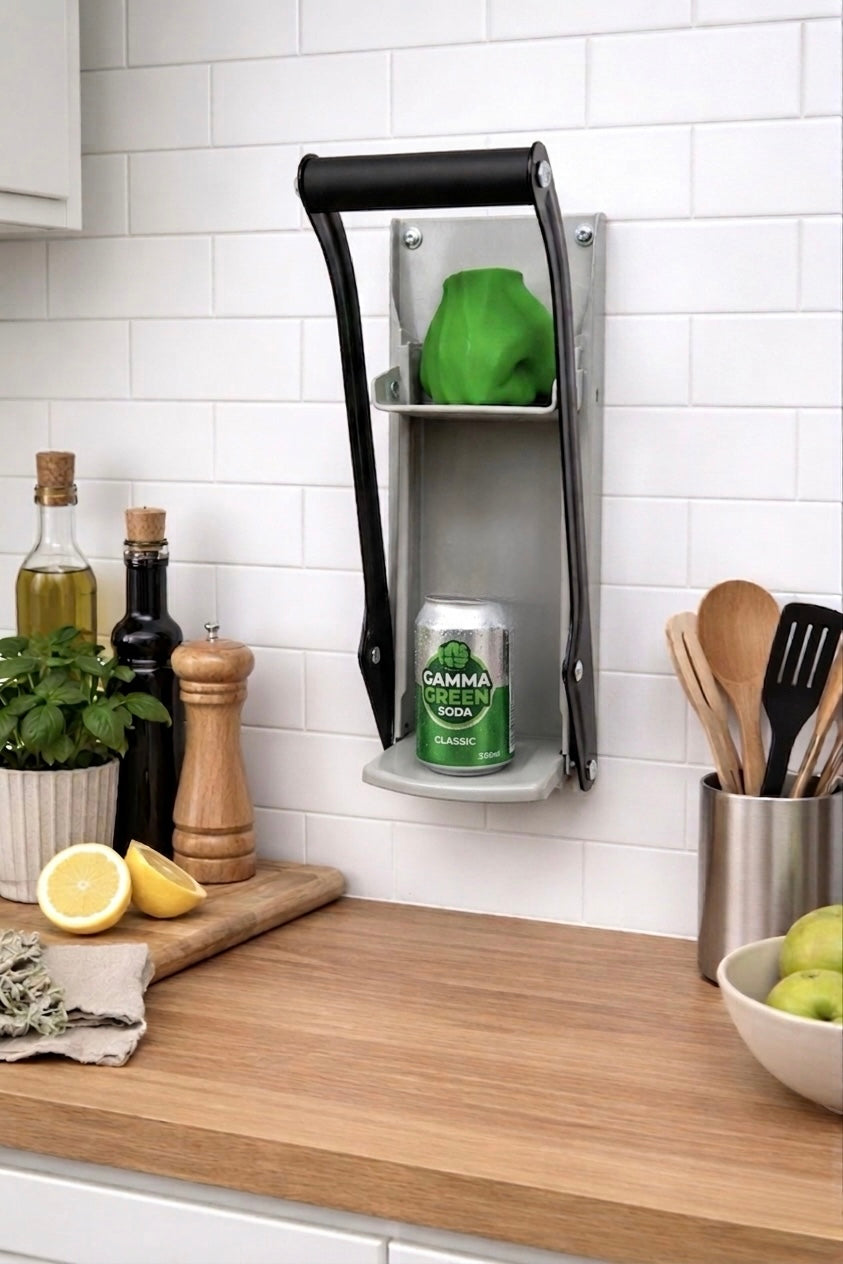 HULK FIST SMASH CAN CRUSHER: Unique Wall-Mountable Can Crusher with Green Fist