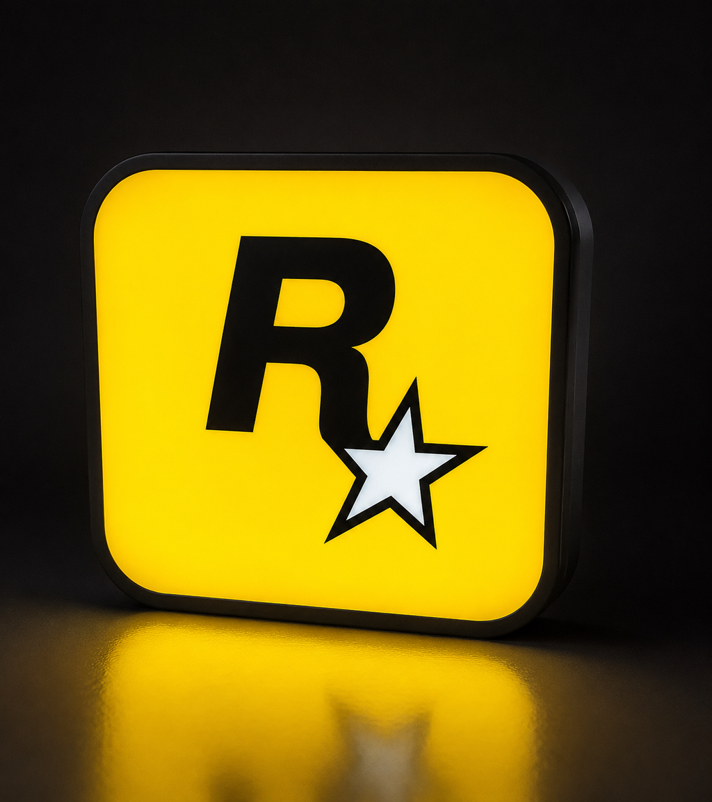 Rockstar Games LED Light Box – Premium Gaming Decor
