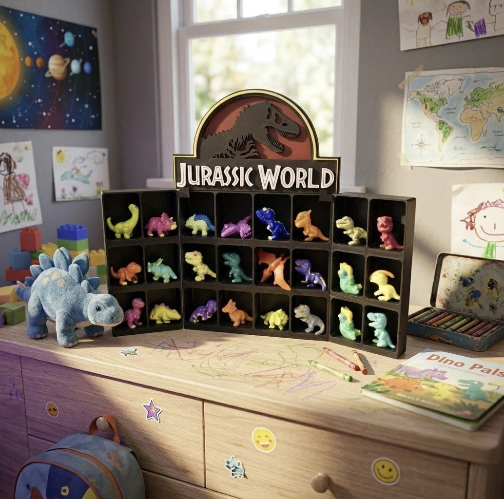 Jurassic World Kinder Joy Figure Display Stand Holder Shelf - Holds 24 Figures
