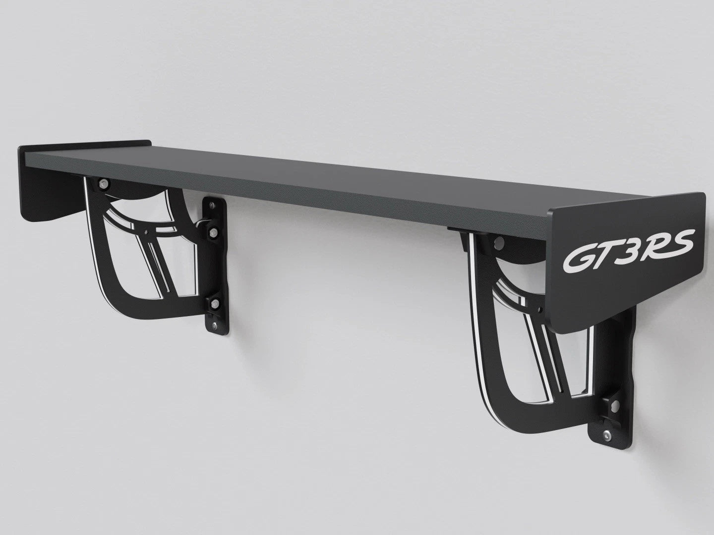 Porsche GT3 RS Inspired Aerodynamic Wall Shelf 3D-PRINTED PLA KIT - Set of 2 Swan Necks, 2 End Plates, & 4 Brackets (Self Assembly, Hardware Not Included)